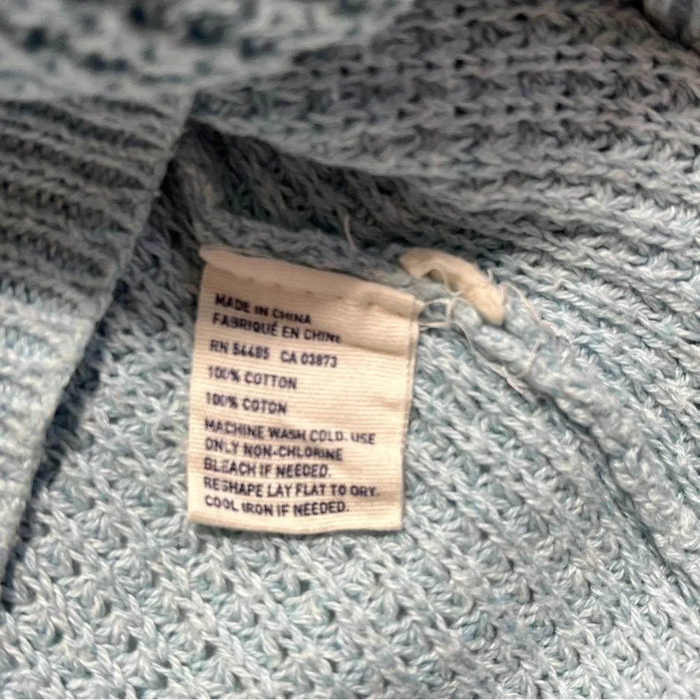 AMERICAN EAGLE Waffle Knit Raglan Pullover Sweater Blue/Gray S